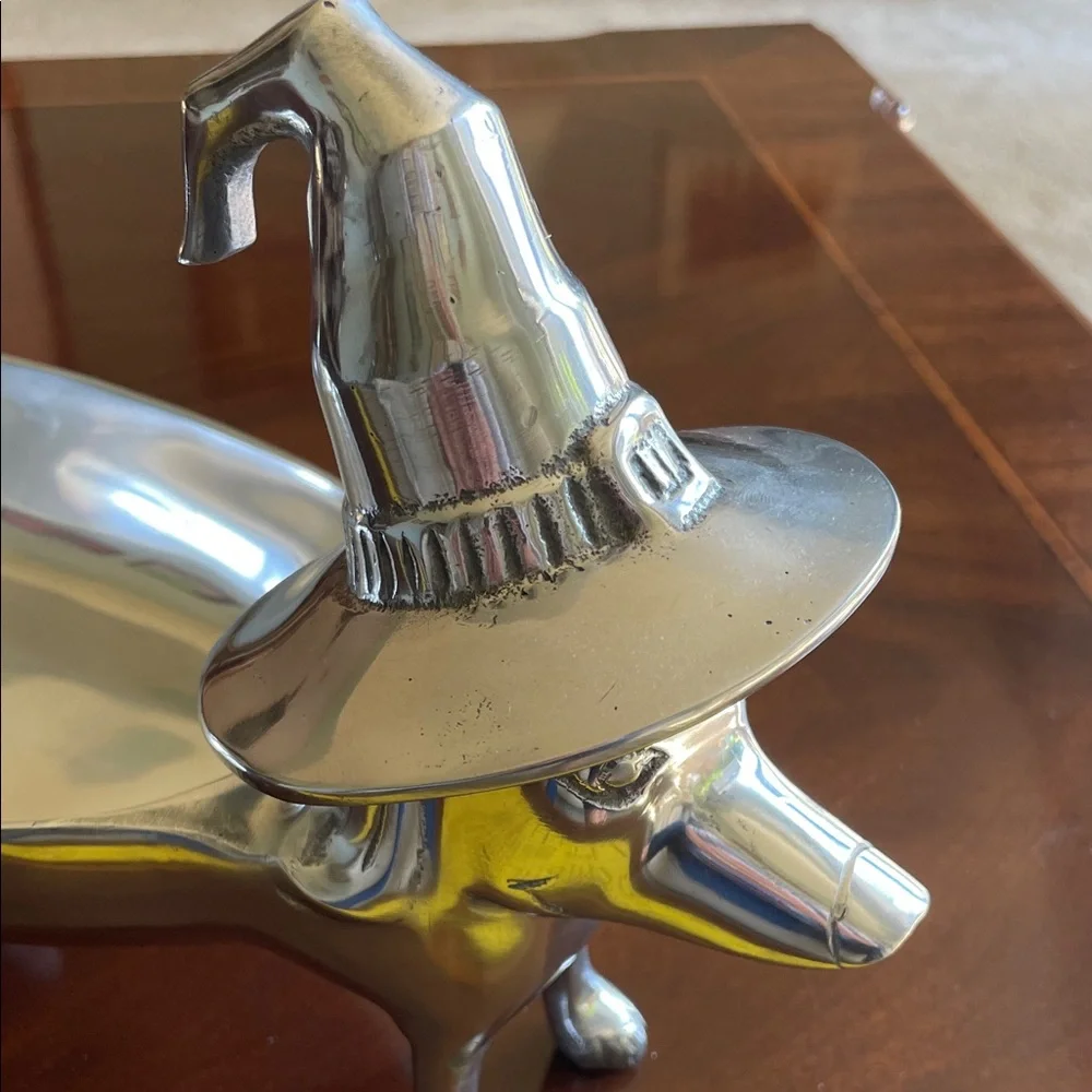 Dachshund oval  Serving Dish with Witch Hat